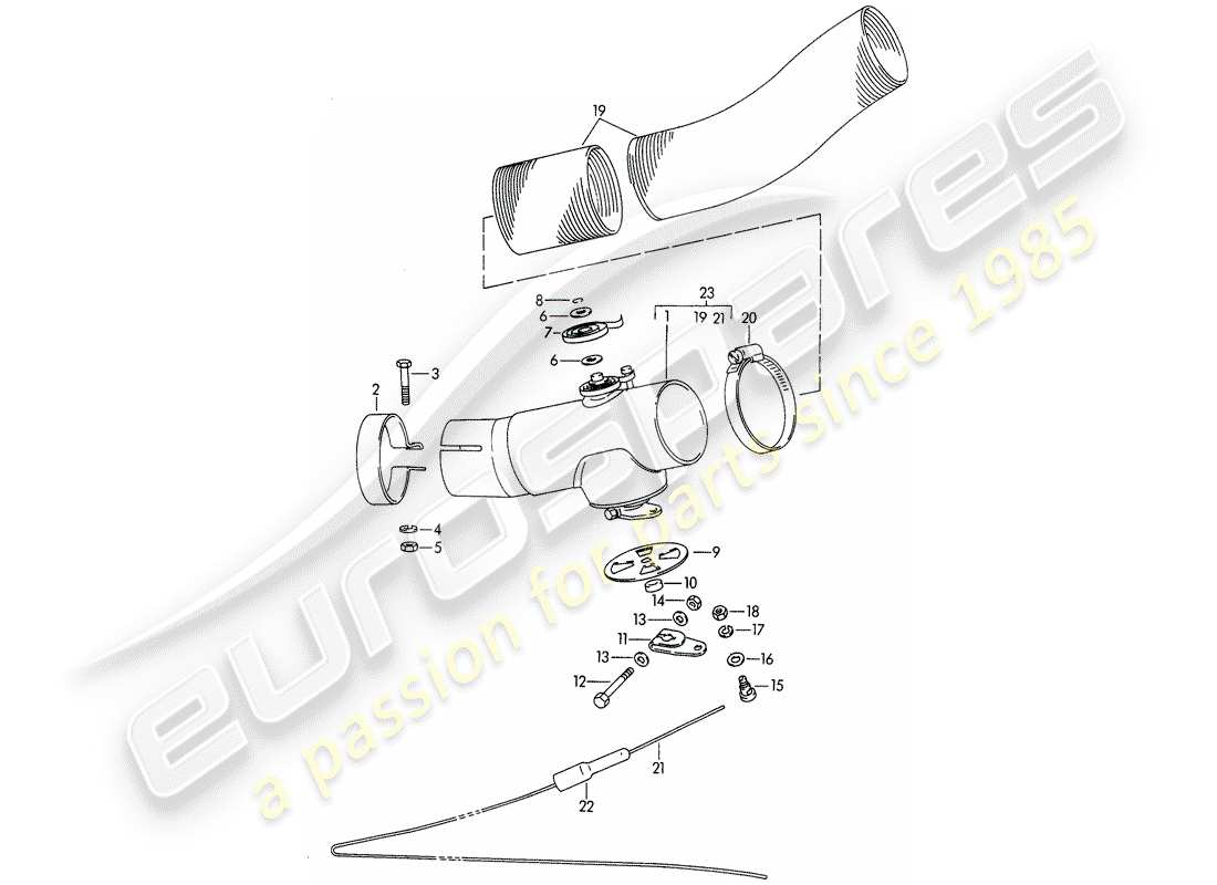 porsche 356b/356c (1960) heating air supply - d - mj 1964>> part diagram