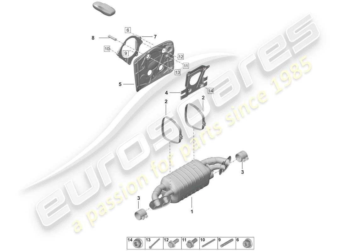 porsche 2019 silencer part diagram