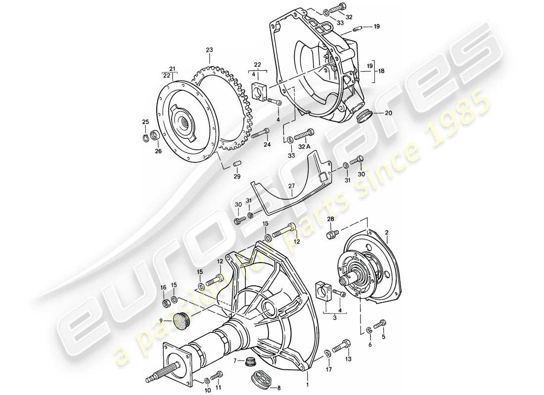 porsche 944 (1988) central tube - automatic transmission parts diagram