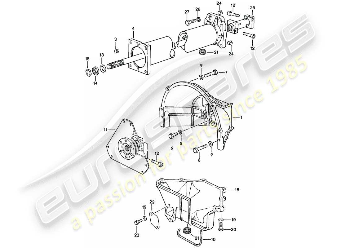 porsche 928 (1984) automatic transmission - central tube parts diagram