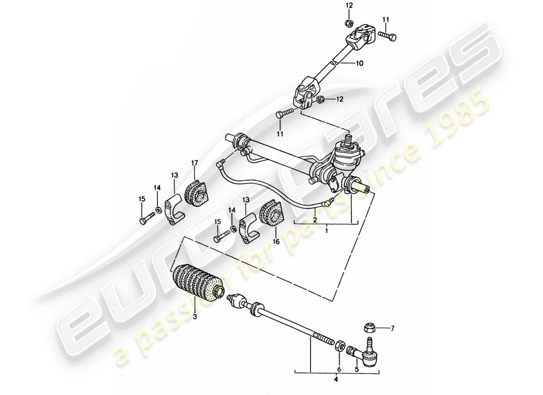 porsche 968 (1994) power steering - steering gear - steering track rod part diagram