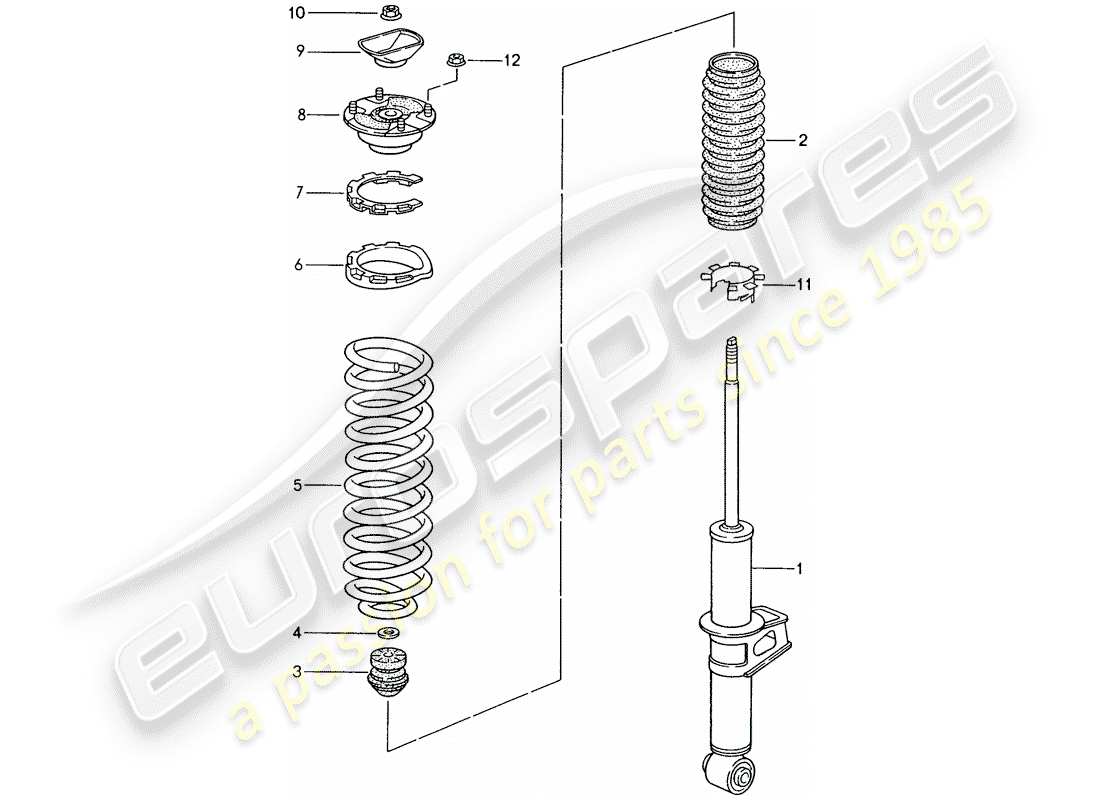 porsche 993 (1996) shock absorber - coil spring part diagram