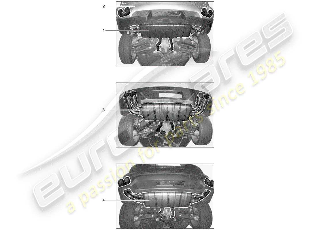 porsche tequipment cayenne (2010) exhaust system part diagram