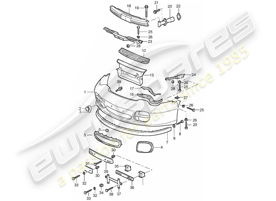 porsche 996 t/gt2 (2005) bumper part diagram