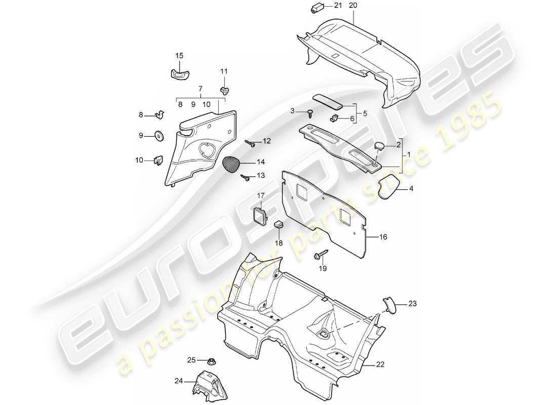 porsche 997 (2005) trims part diagram