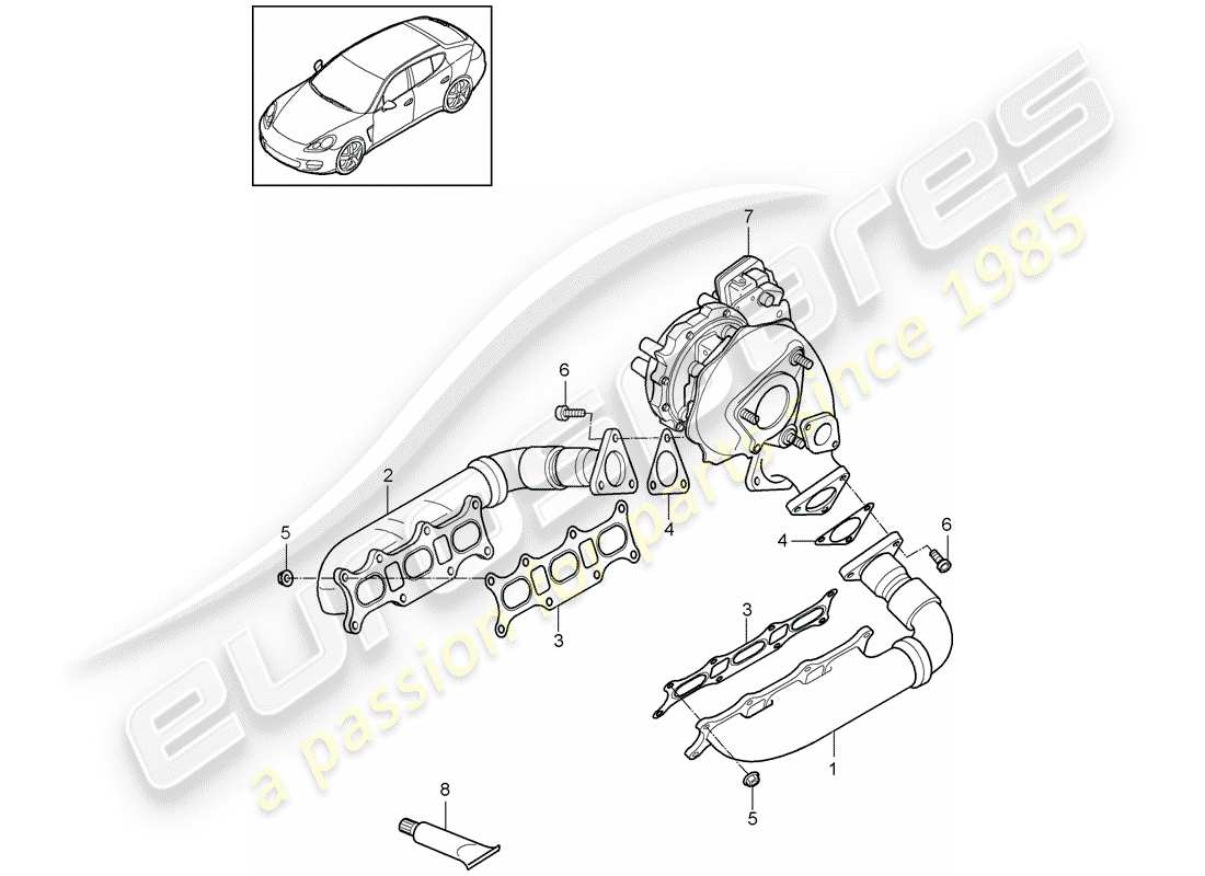 porsche panamera 970 (2016) exhaust system part diagram