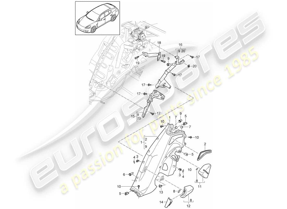 porsche panamera 970 (2016) lining part diagram