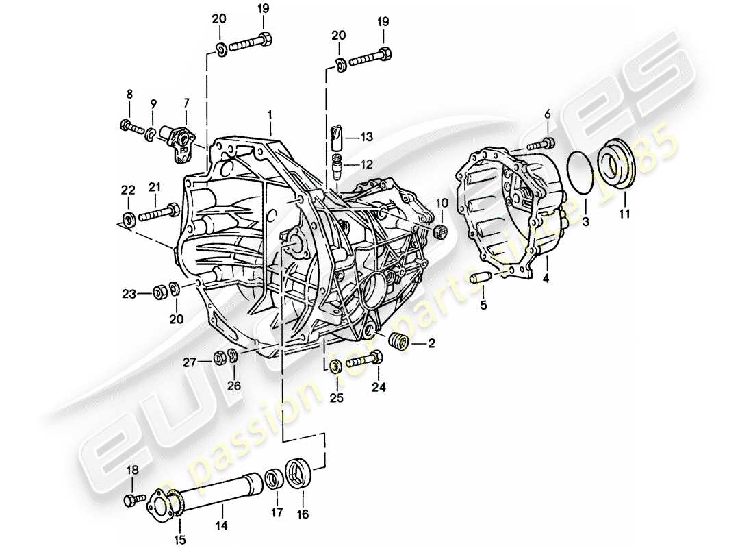 porsche 924 (1976) replacement transmission - transmission case - 4-speed parts diagram