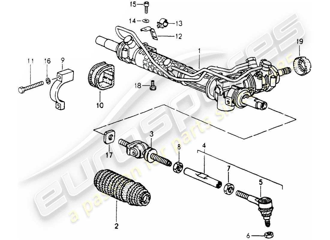 porsche 964 (1994) steering gear - steering parts part diagram