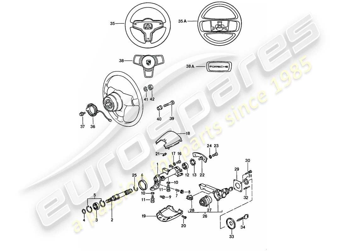 porsche 911 (1986) steering parts part diagram
