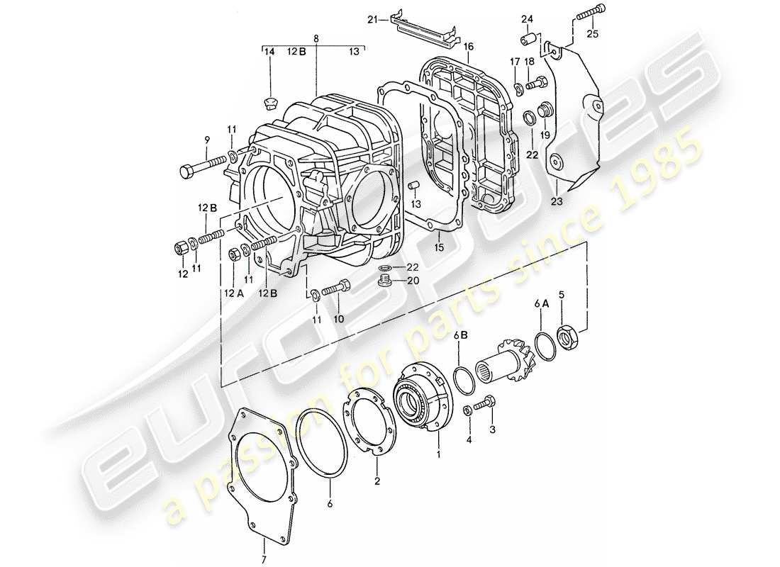 porsche 928 (1988) automatic transmission - differential 1 parts diagram