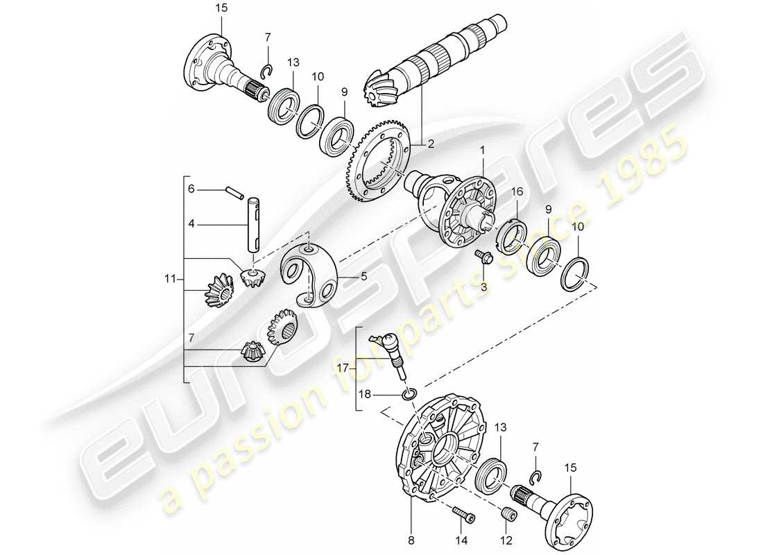 porsche cayman 987 (2008) differential parts diagram