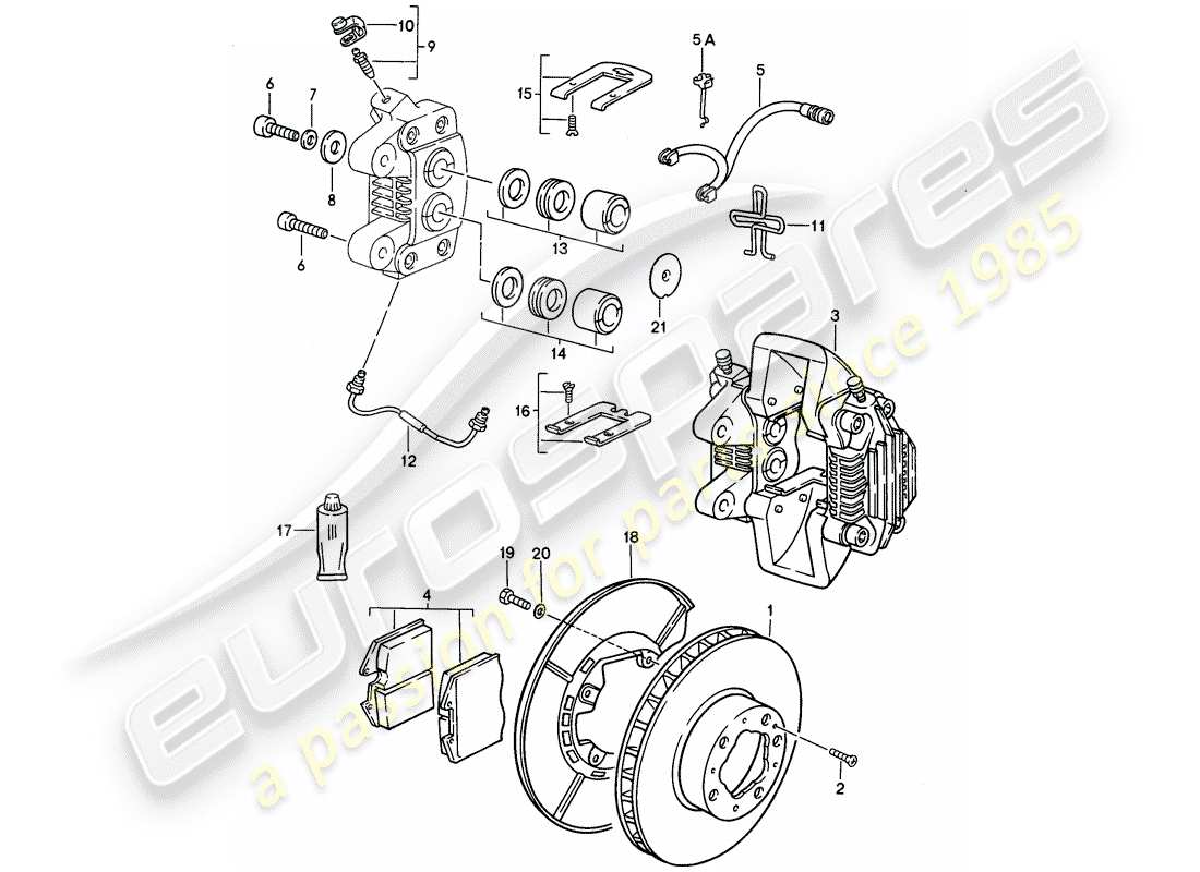 porsche 968 (1992) disc brakes - rear axle part diagram