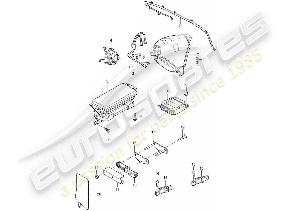 porsche cayenne (2008) airbag part diagram