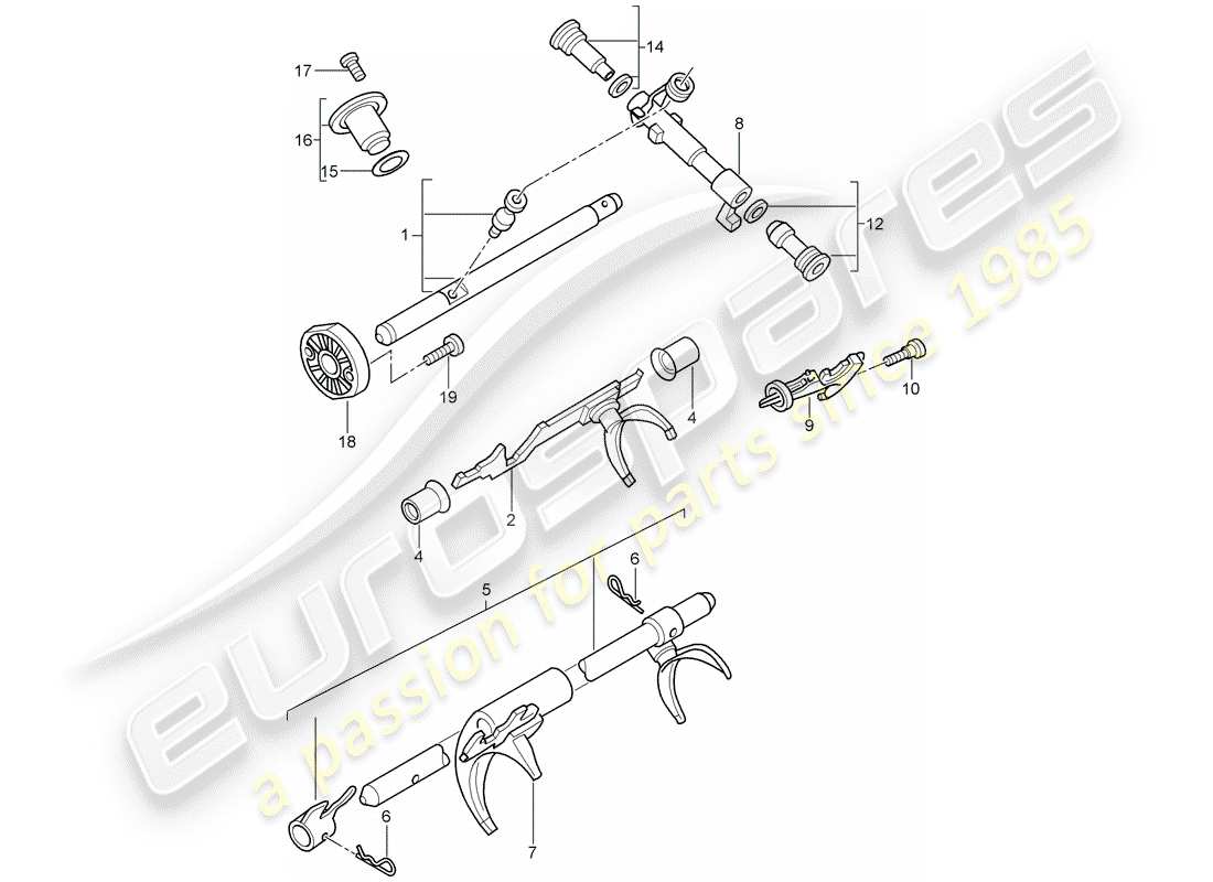 porsche cayman 987 (2008) manual gearbox part diagram