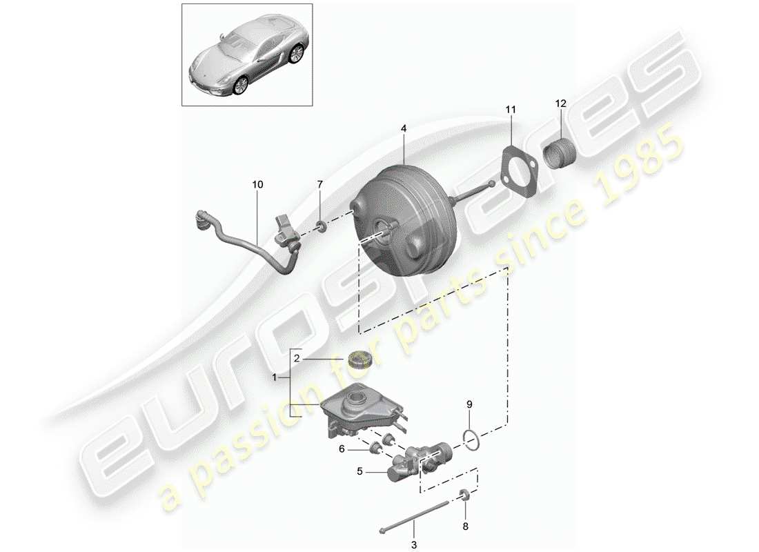 porsche cayman 981 (2016) brake master cylinder part diagram