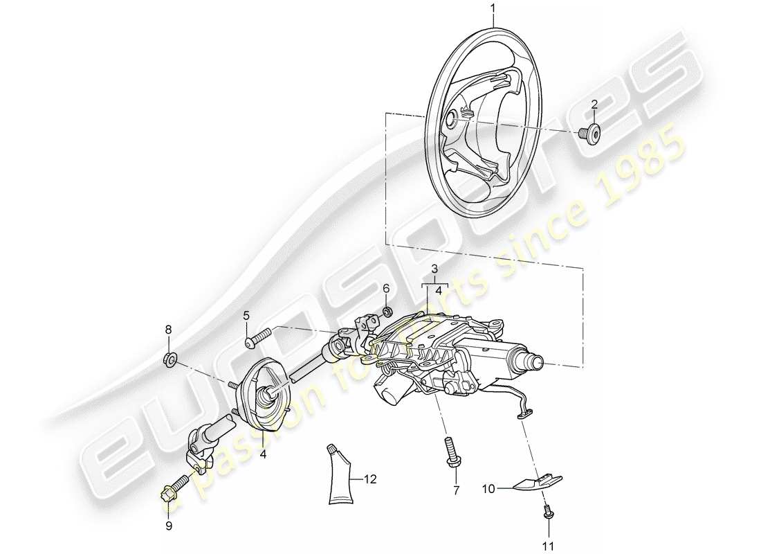 porsche cayenne (2007) steering wheels part diagram