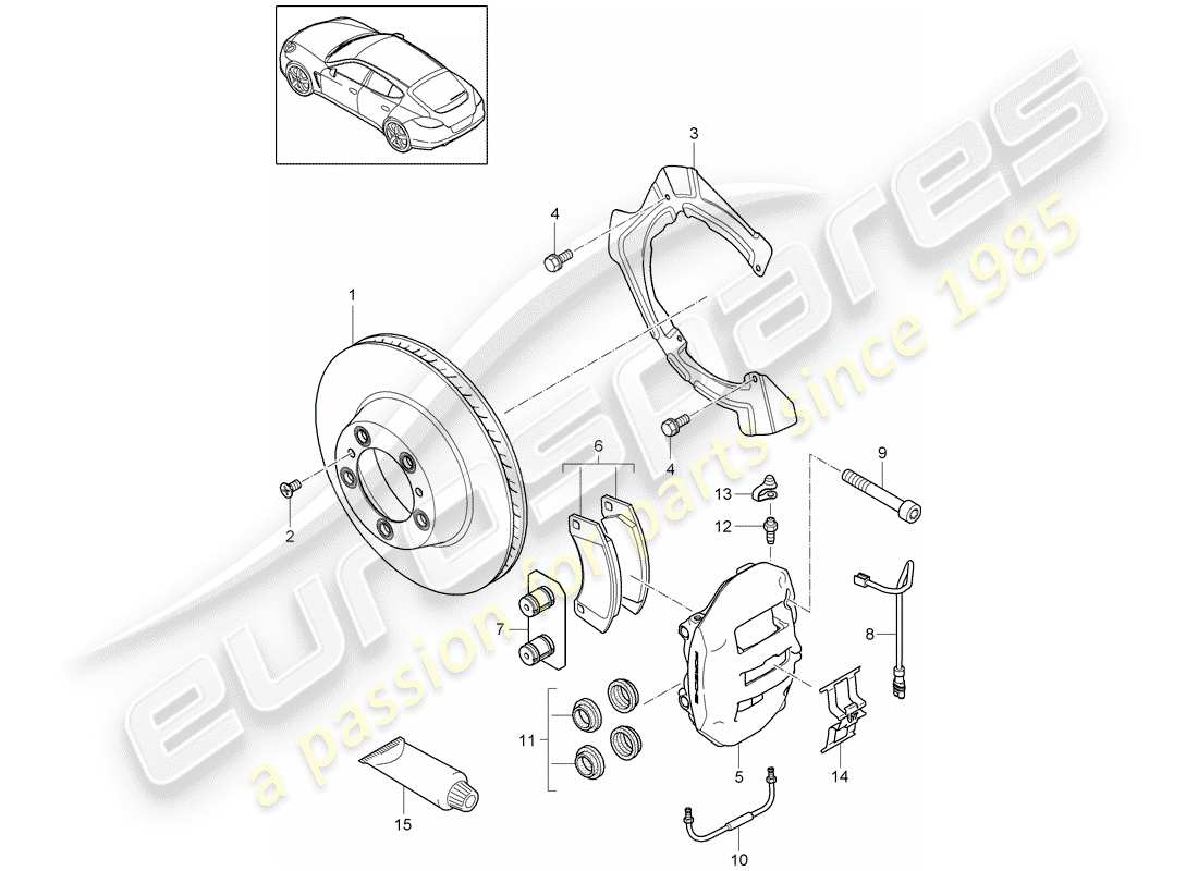 porsche panamera 970 (2016) disc brakes part diagram