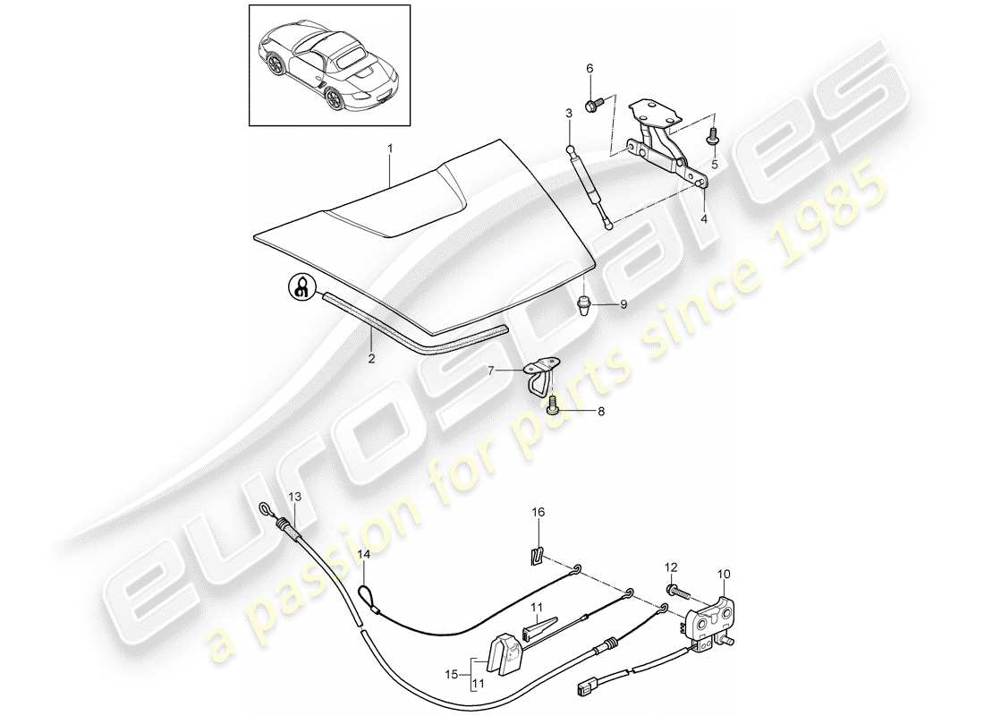 porsche boxster 987 (2009) cover parts diagram