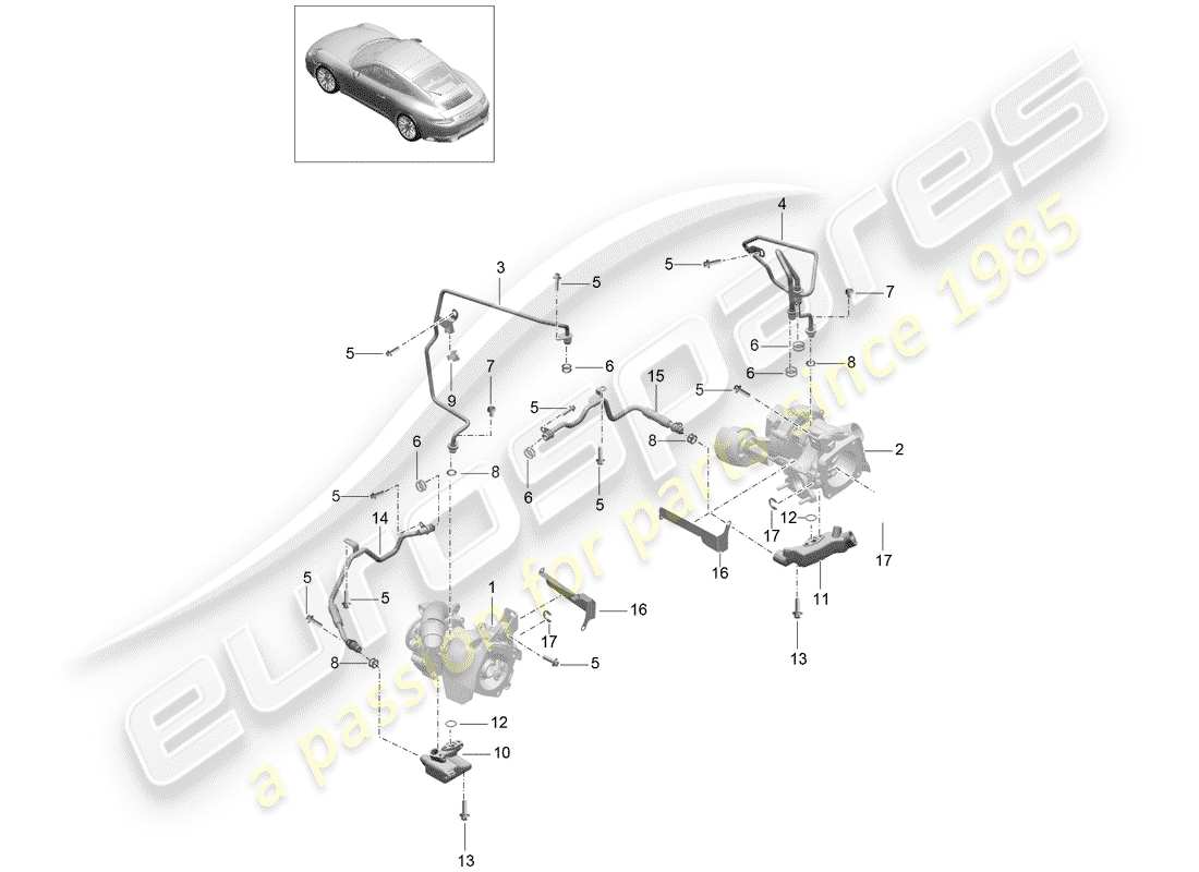 porsche 991 gen. 2 (2019) exhaust gas turbocharger part diagram