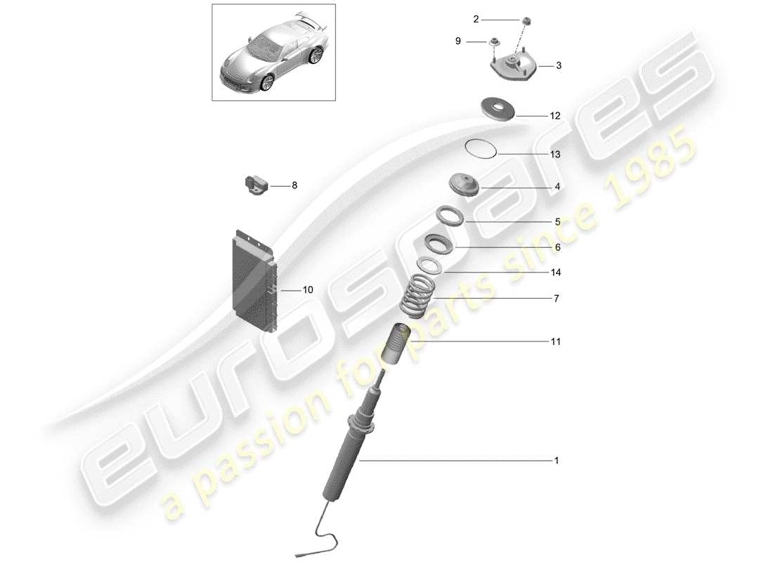 porsche 991r/gt3/rs (2015) vibration damper parts diagram