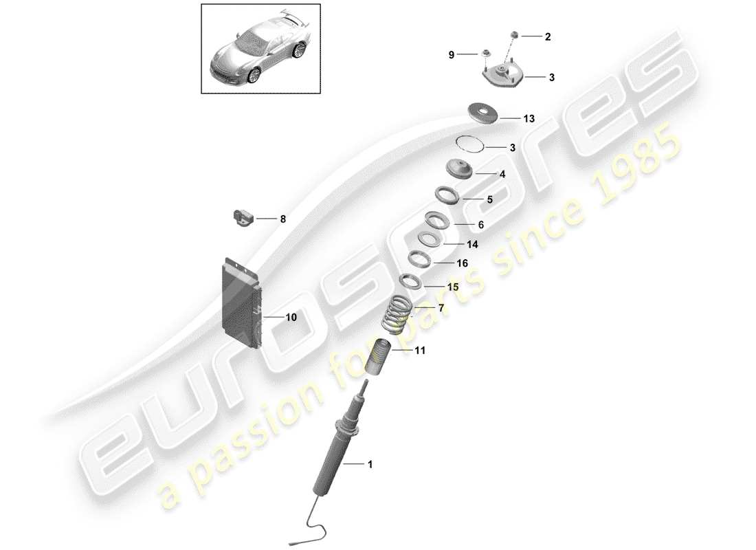 porsche 991r/gt3/rs (2015) vibration damper parts diagram