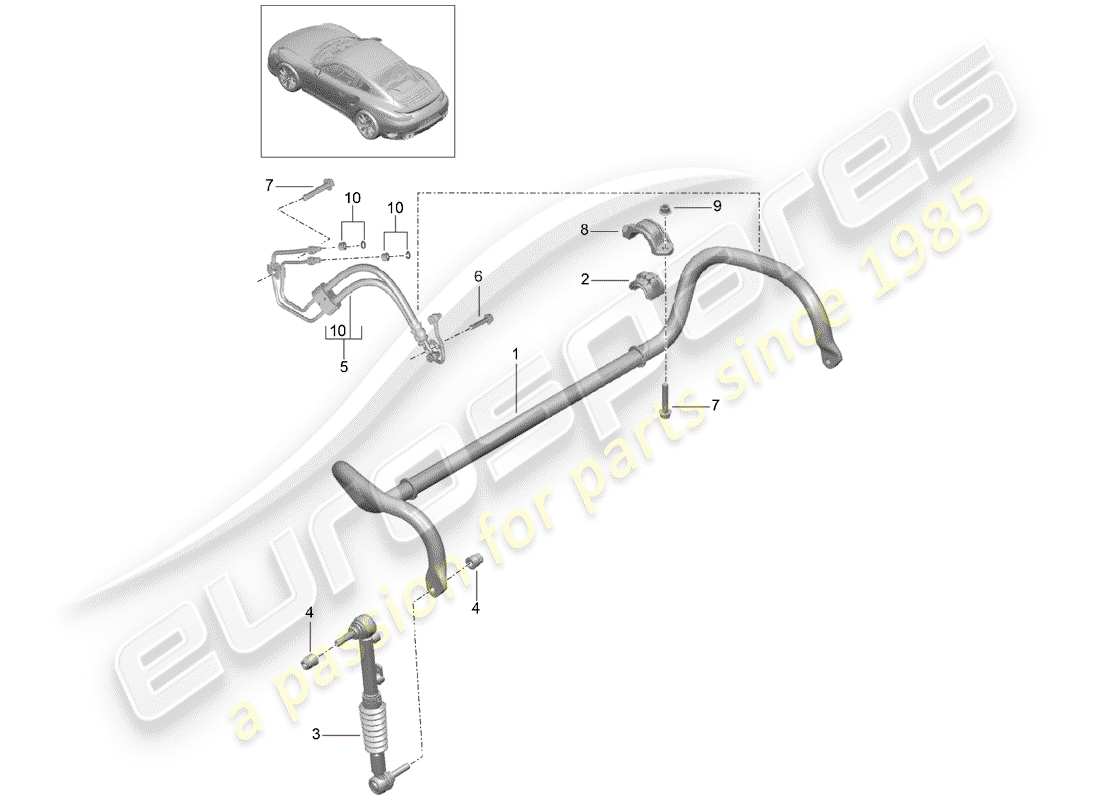 porsche 991 turbo (2020) stabilizer parts diagram