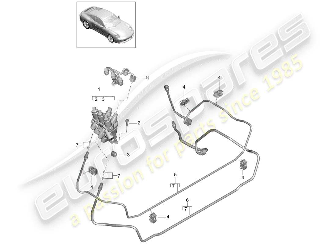 porsche 991 gen. 2 (2019) hydraulic line part diagram