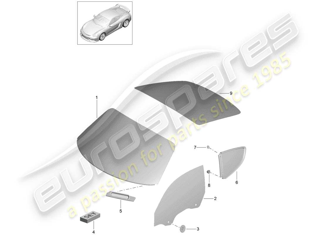 porsche 2016 window glazing part diagram