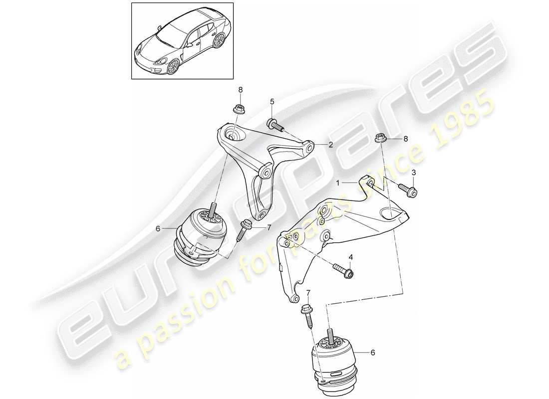 porsche panamera 970 (2016) engine suspension part diagram