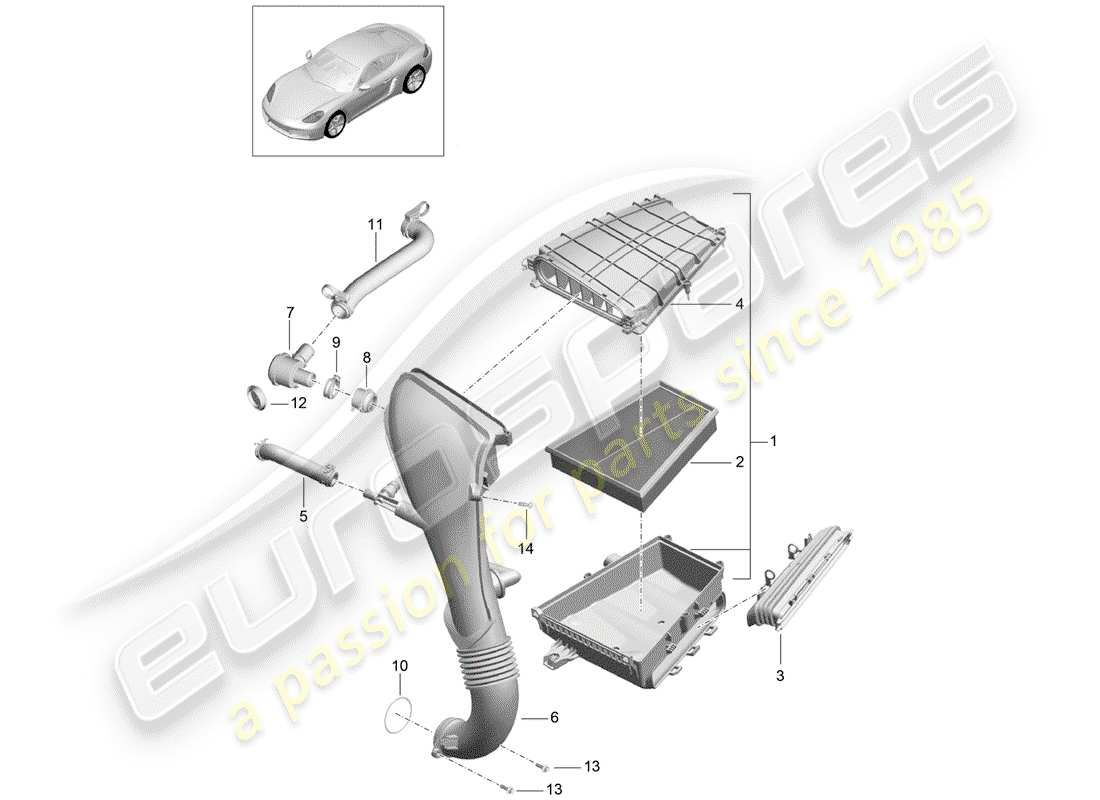 porsche 718 cayman (2018) air cleaner parts diagram