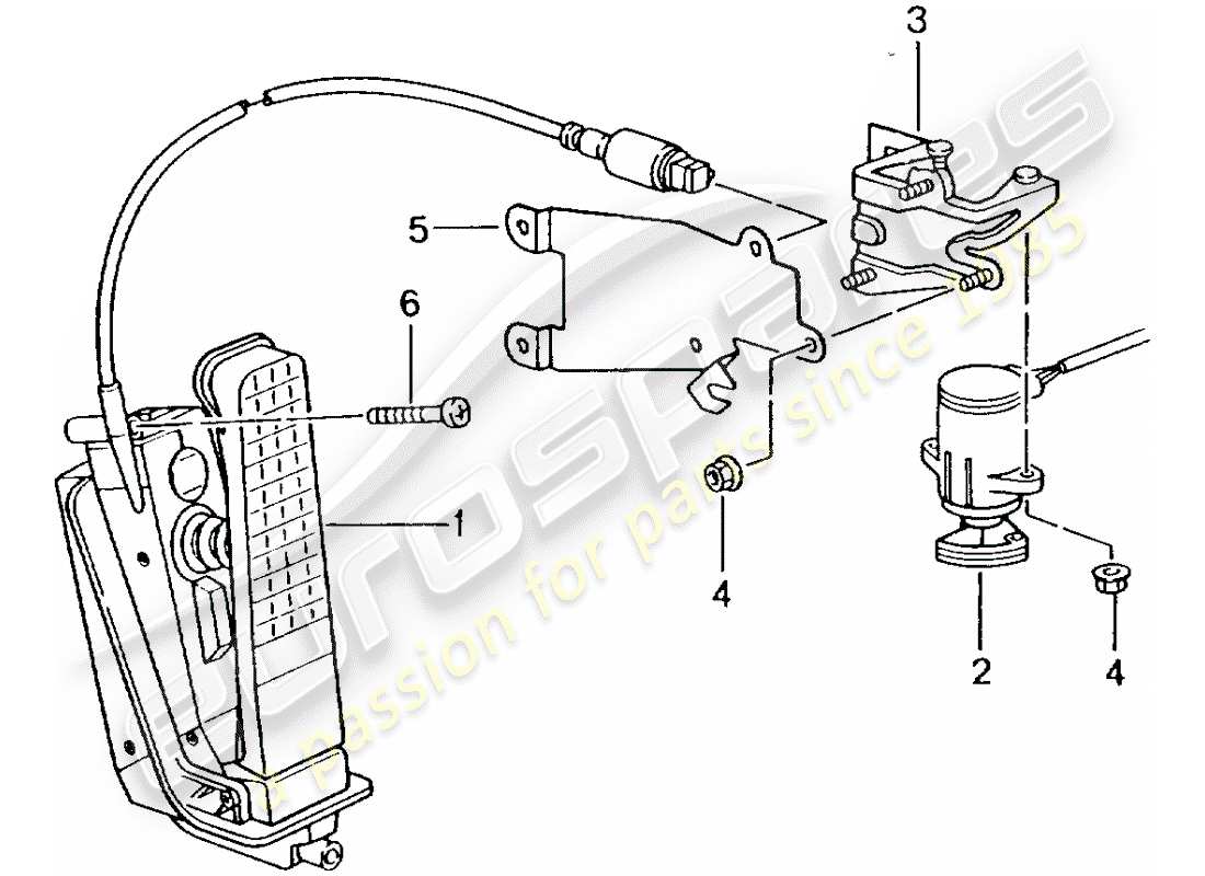porsche 996 t/gt2 (2003) pedals - throttle control parts diagram