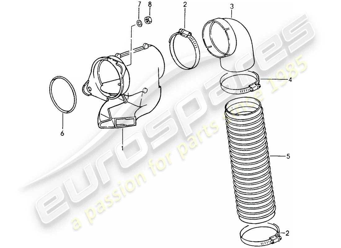 porsche 964 (1990) heating air supply parts diagram