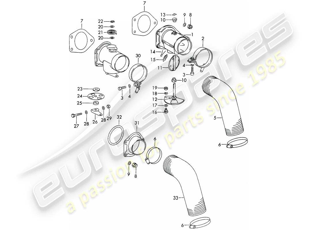 porsche 911/912 (1965) heating air supply parts diagram