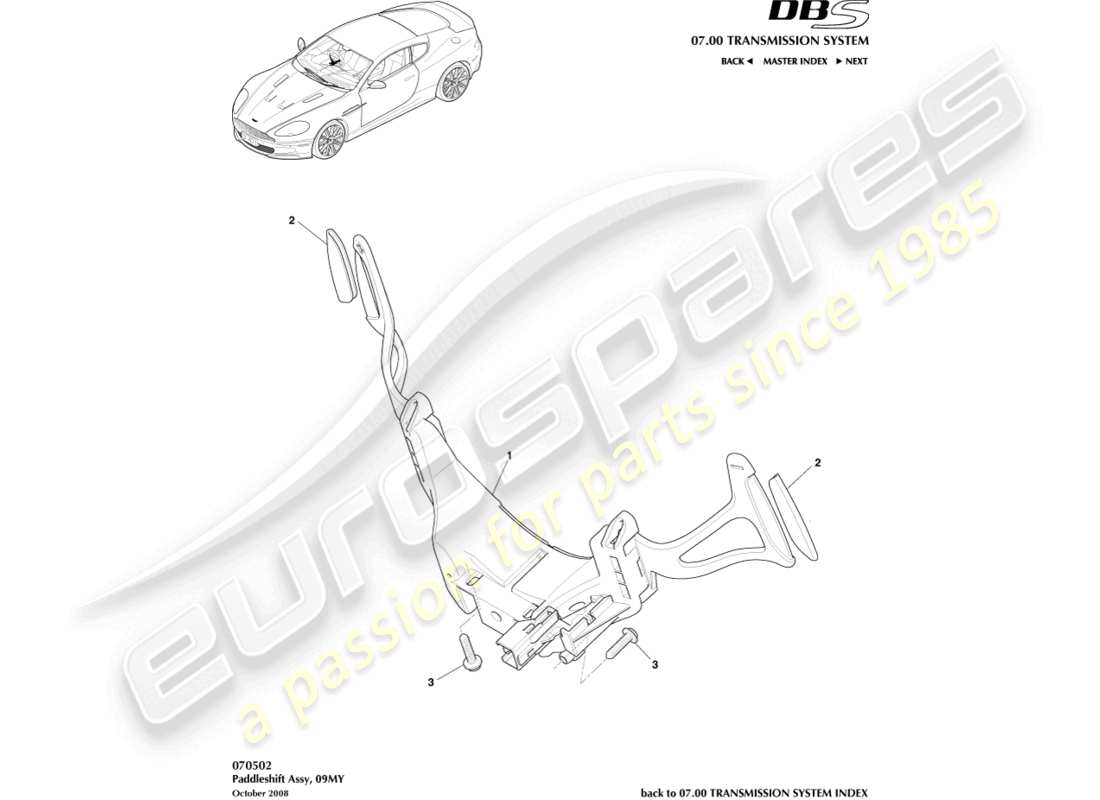 aston martin dbs (2013) paddleshift parts diagram