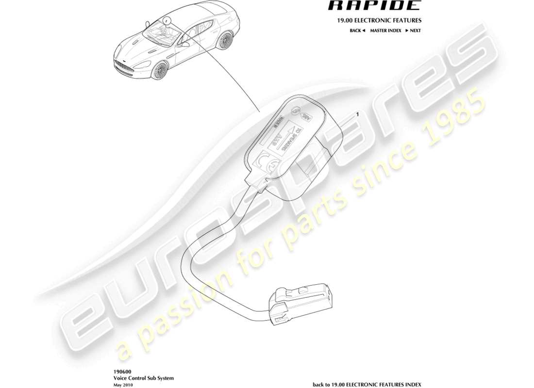 aston martin rapide (2011) voice control subsystem part diagram