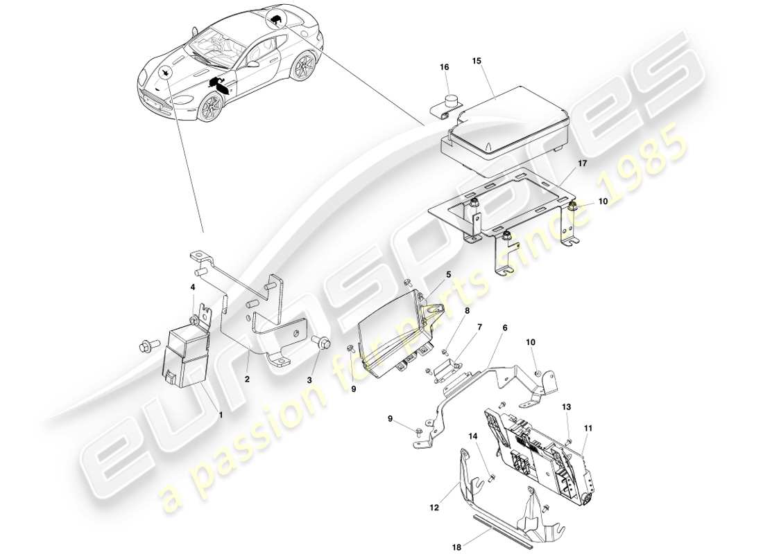 aston martin v8 vantage (2005) fuse panels part diagram