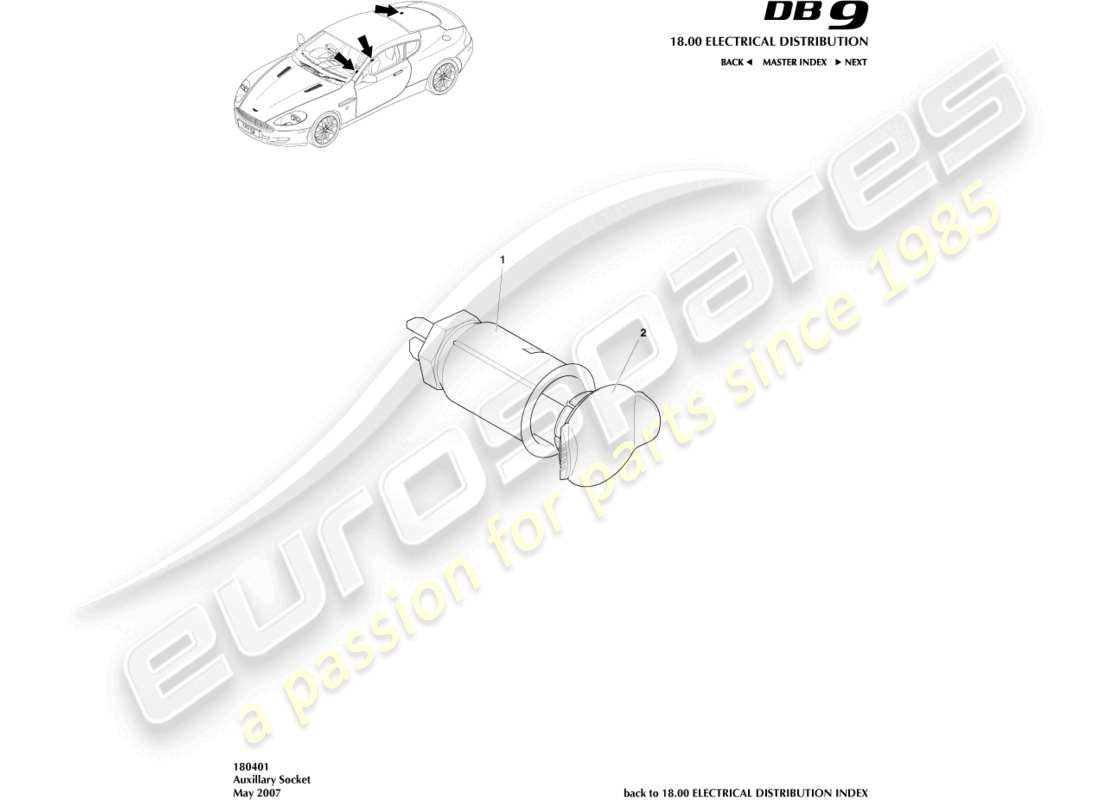 aston martin db9 (2008) auxiliary socket part diagram