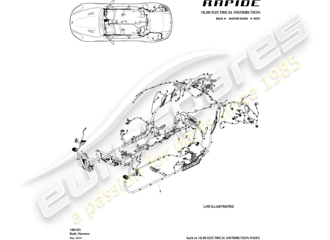 aston martin rapide (2011) body harness part diagram