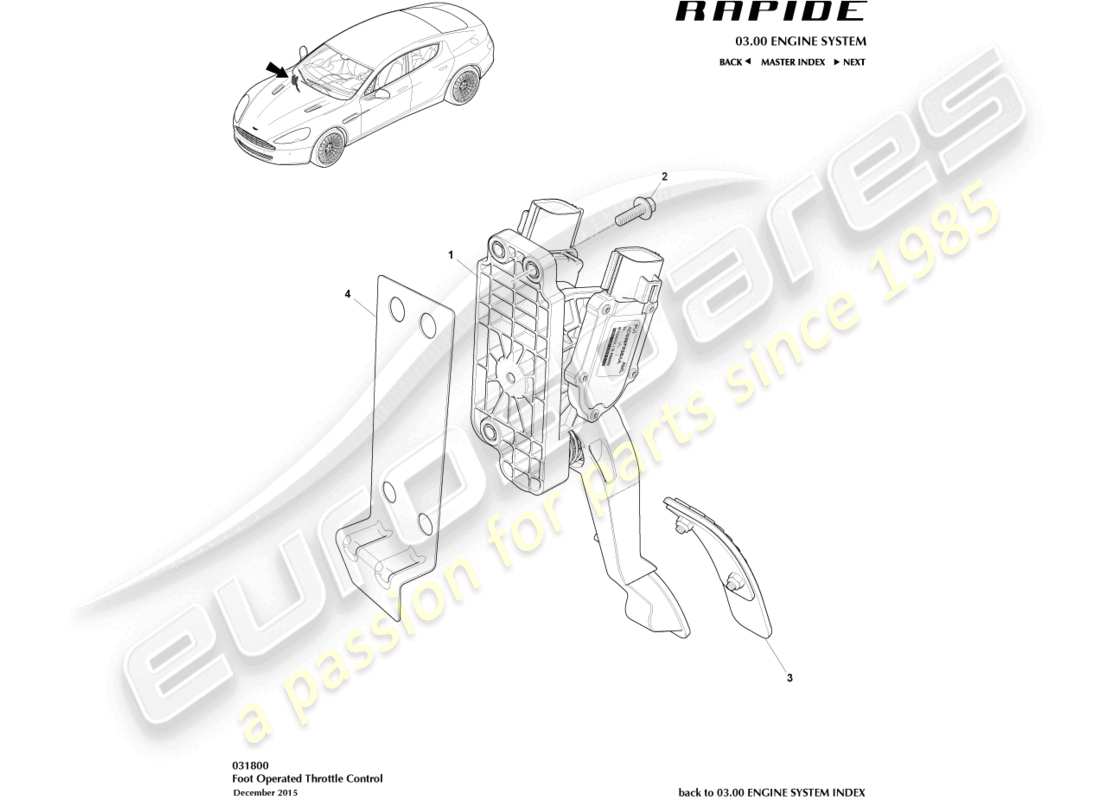 aston martin rapide (2019) throttle control part diagram