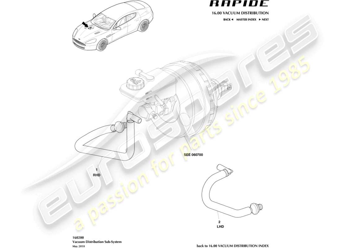 aston martin rapide (2011) vacuum distribution subsystem part diagram