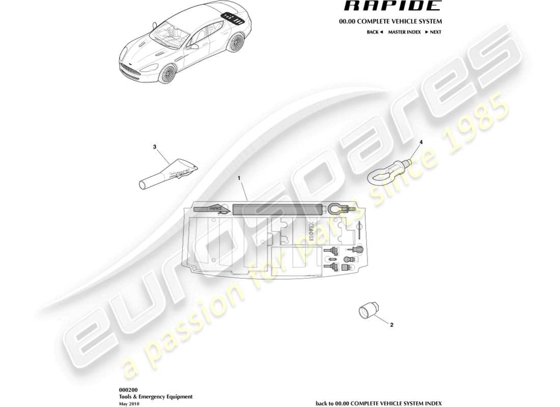 aston martin rapide (2011) tools & emergency equipment part diagram