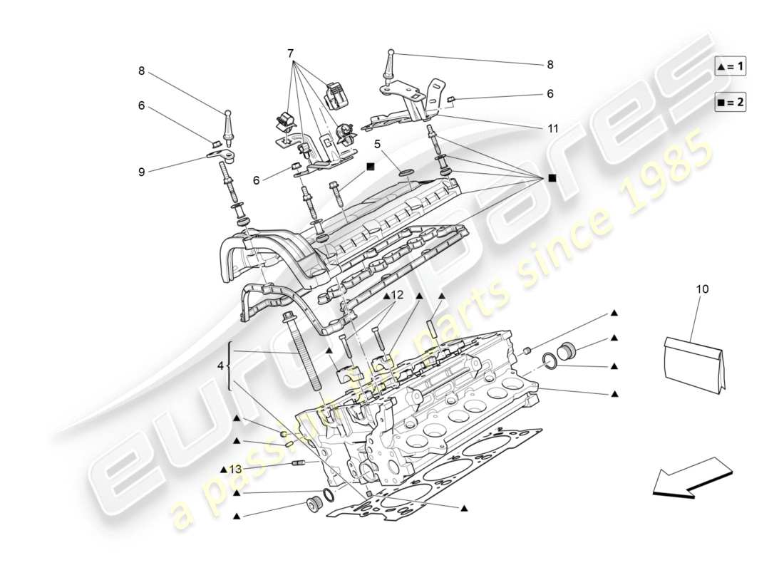 maserati qtp 3.0 tds v6 275hp (2015) rh cylinder head part diagram