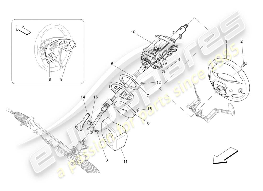 maserati qtp 3.0 tds v6 275hp (2015) steering column and steering wheel unit part diagram