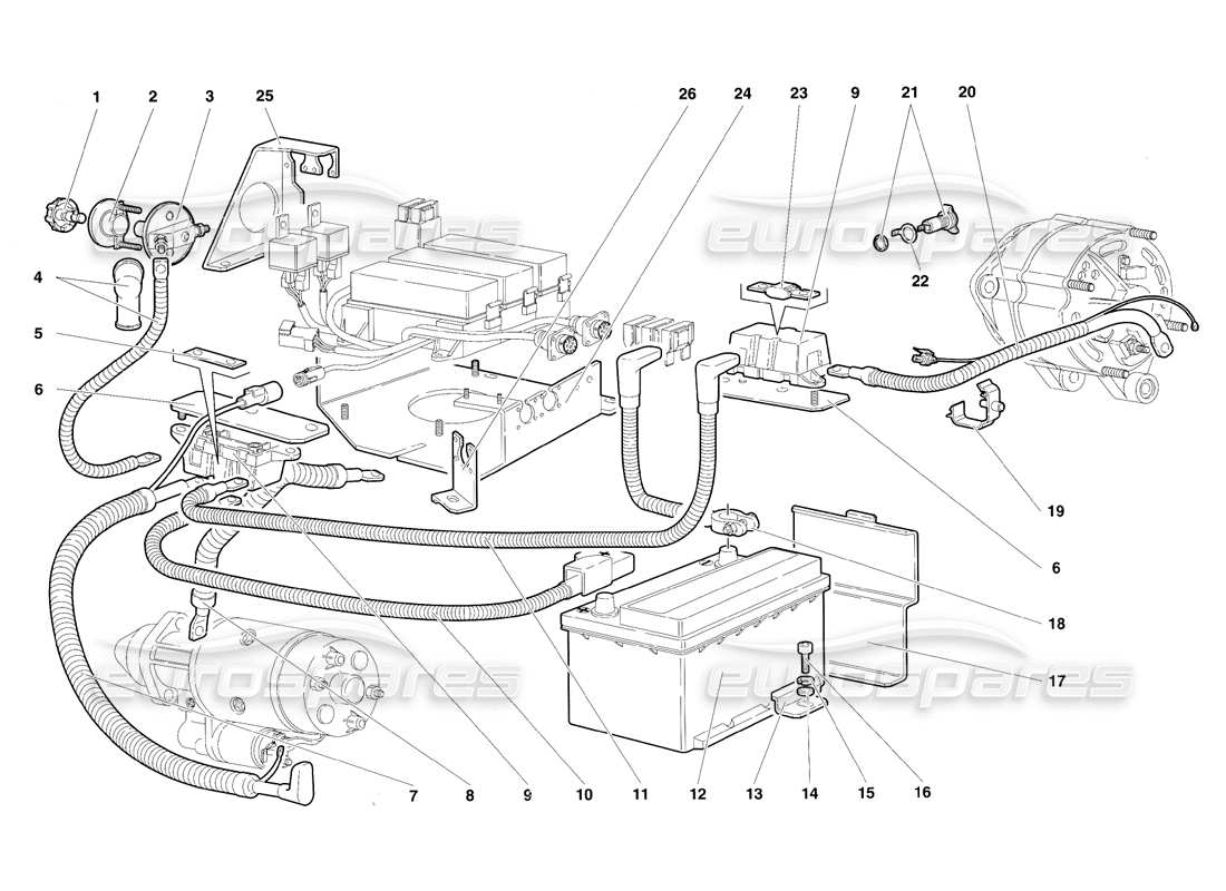 lamborghini diablo sv (1997) electrical system part diagram