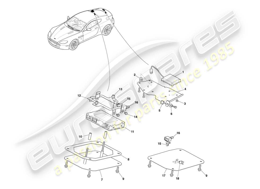 aston martin v8 vantage (2005) electronic antenna, 09my part diagram