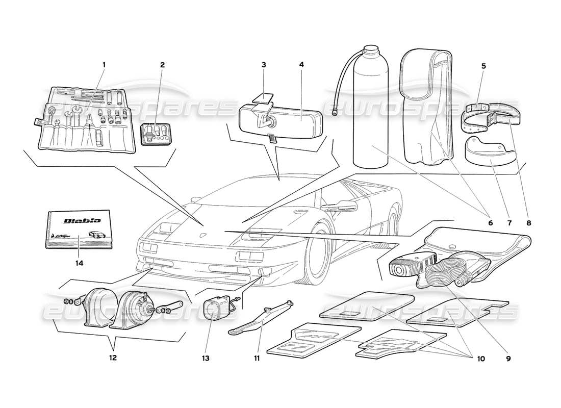 lamborghini diablo sv (1999) accessories parts diagram