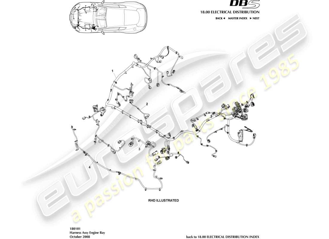 aston martin dbs (2007) engine harness parts diagram