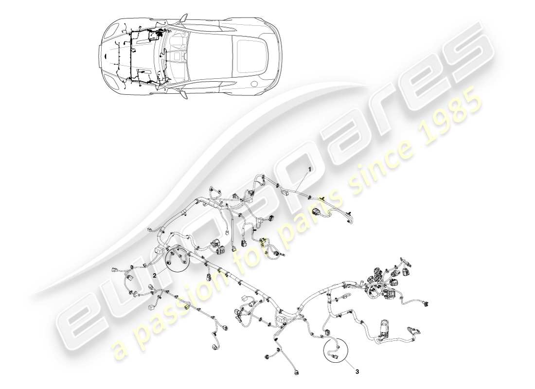 aston martin v8 vantage (2005) engine bay harness part diagram