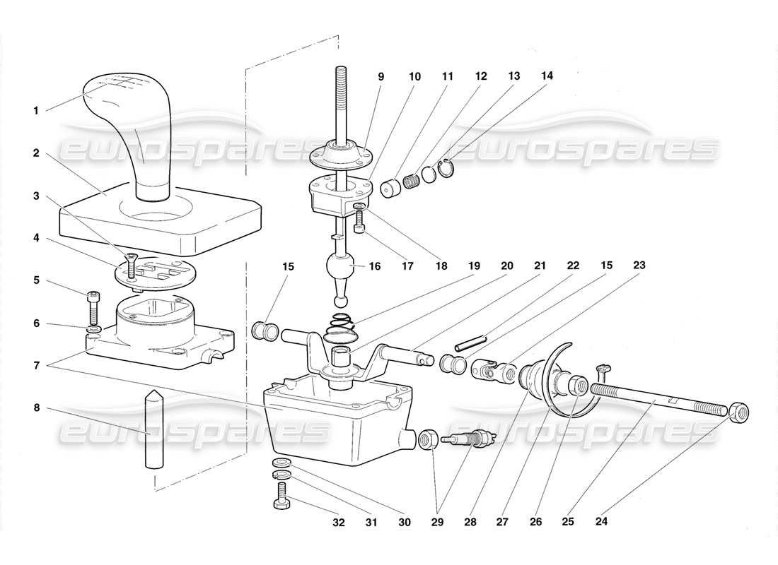 lamborghini diablo roadster (1998) gearbox control tower parts diagram